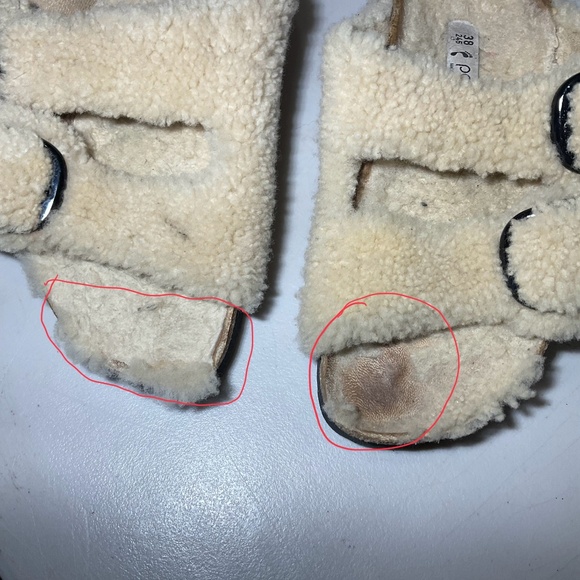 Papillio Arizona Big Buckle Shearling Teddy Eggshell Sandals Size 7 - Picture 3 of 10